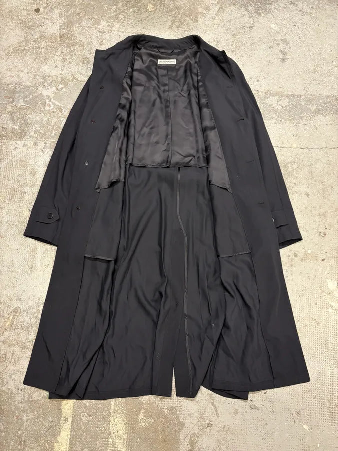 1990s Emporio Armani Black Trench Jacket (M/L) YsCGcnh 7