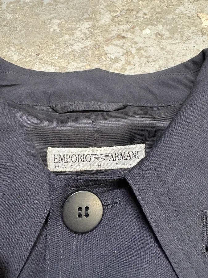 1990s Emporio Armani Black Trench Jacket (M/L) YsCGcnh 9