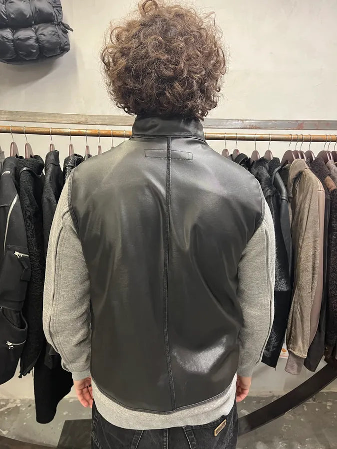 1990s Emporio Armani Black Waxed Vest (M) AWGwPsr 2