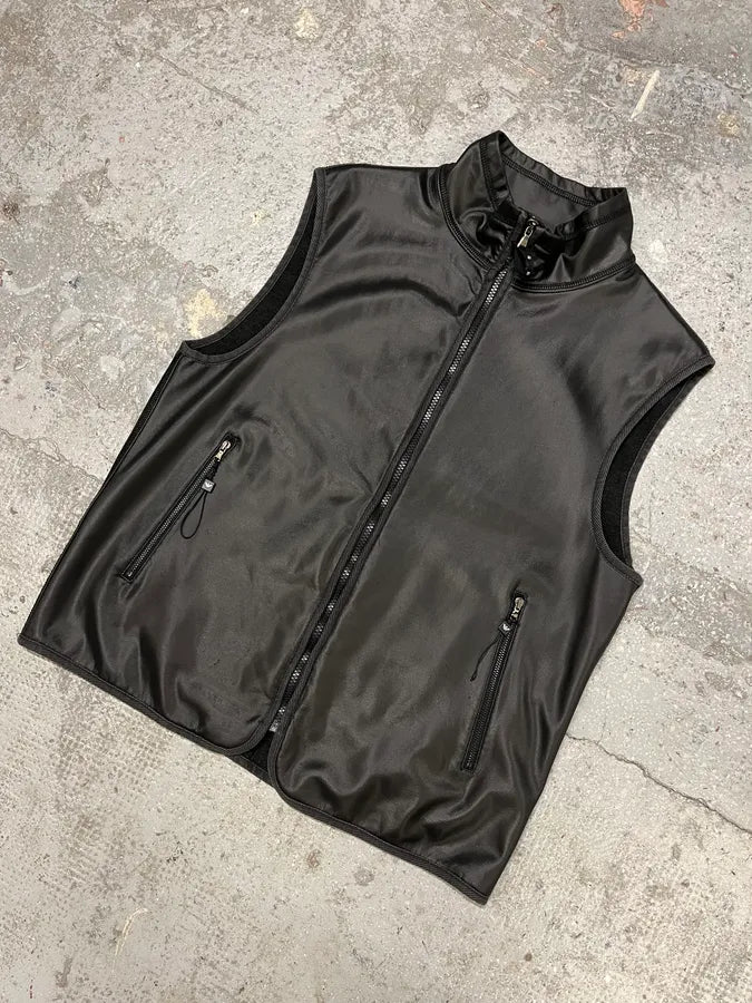 1990s Emporio Armani Black Waxed Vest (M) AWGwPsr 3
