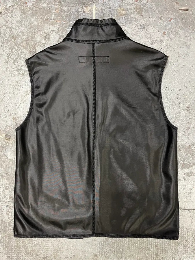 1990s Emporio Armani Black Waxed Vest (M) AWGwPsr 5