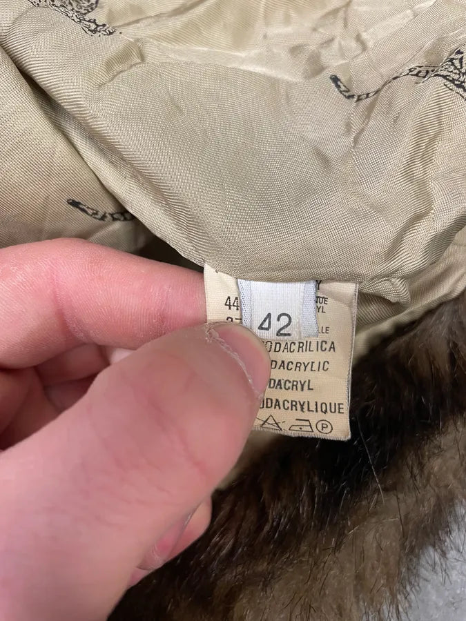 1990s Emporio Armani Brown Faux Fur Imperial Jacket (L/XL) qBhmTSV 7