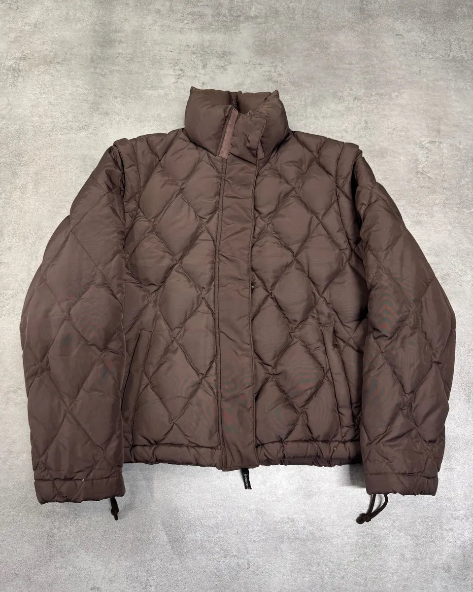 1990s Emporio Armani Brown Puffer Detachable Arms Jacket (XS) 0