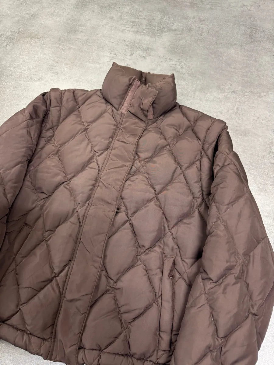 1990s Emporio Armani Brown Puffer Detachable Arms Jacket (XS) 1