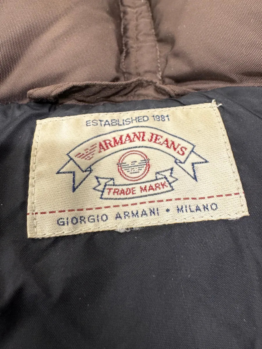 1990s Emporio Armani Brown Puffer Detachable Arms Jacket (XS) 6