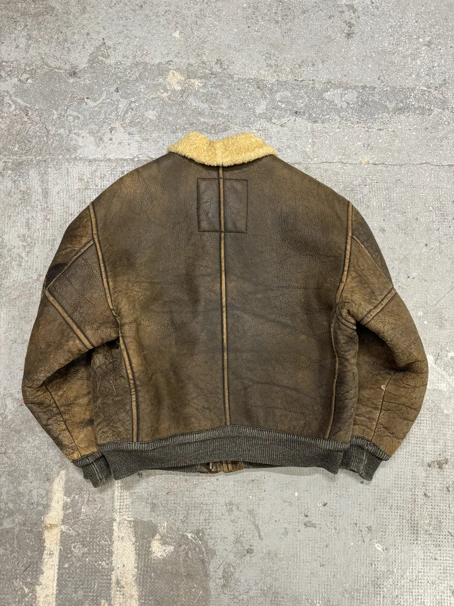 1990s Emporio Armani Brown Shearling Aviator Leather Jacket (M/L) 2