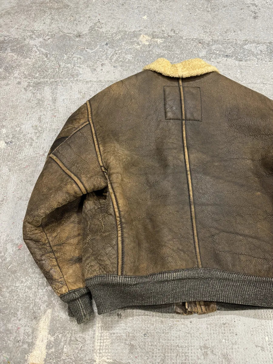1990s Emporio Armani Brown Shearling Aviator Leather Jacket (M/L) 4