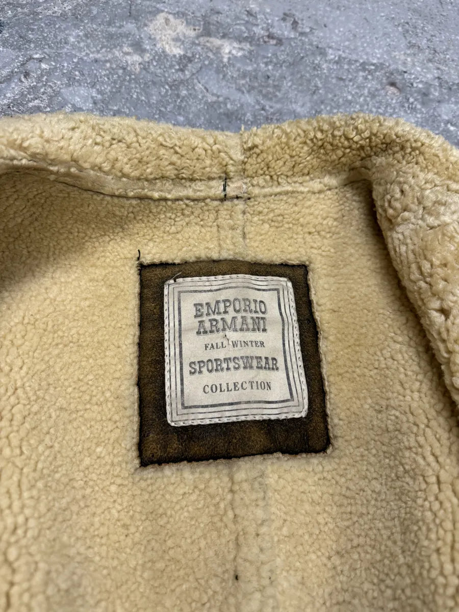 1990s Emporio Armani Brown Shearling Aviator Leather Jacket (M/L) 9