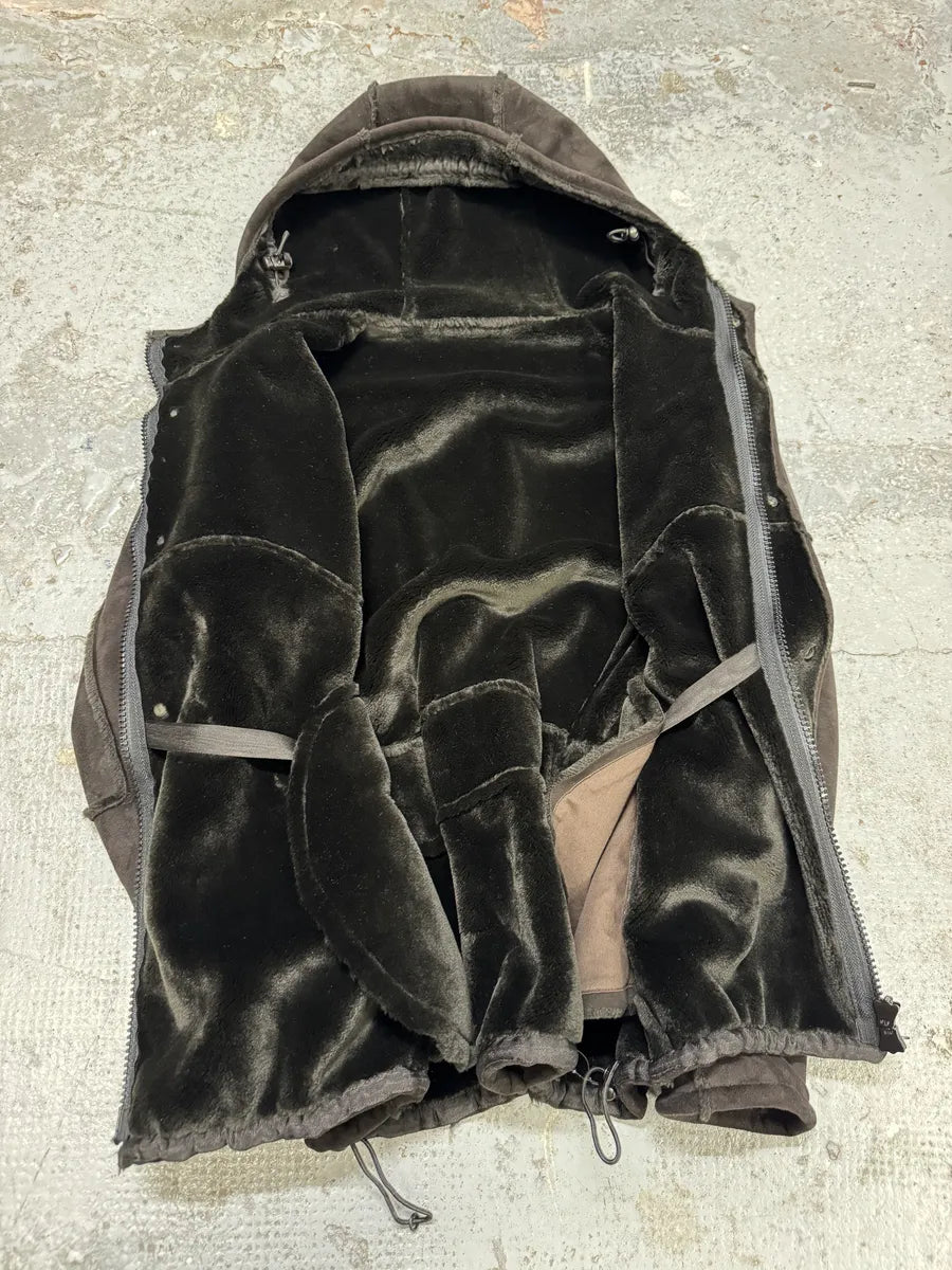1990s Emporio Armani Brown Shearling Effect Hooded Jacket zUYZapE 5