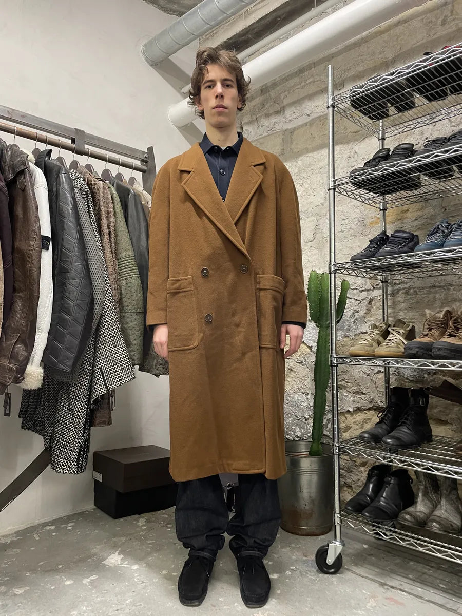 1990s Emporio Armani Camel Wool Trench Coat izWgFHx 1
