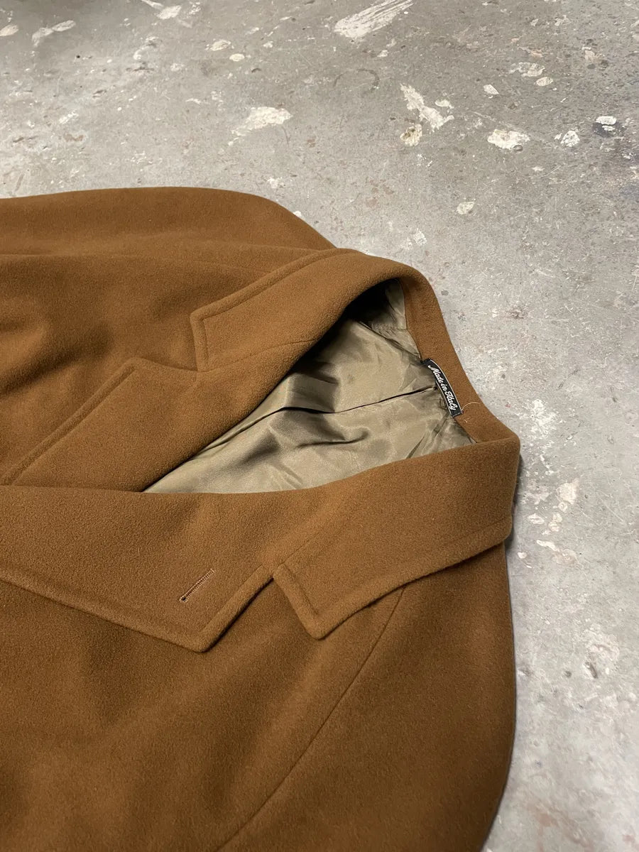 1990s Emporio Armani Camel Wool Trench Coat izWgFHx 4