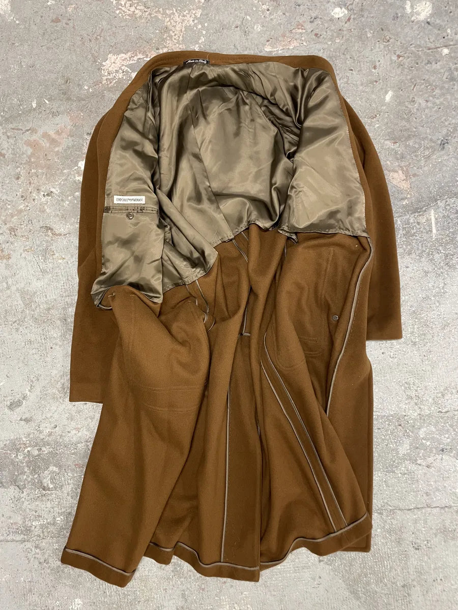 1990s Emporio Armani Camel Wool Trench Coat izWgFHx 6