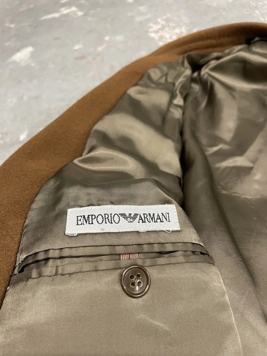 1990s Emporio Armani Camel Wool Trench Coat izWgFHx 7
