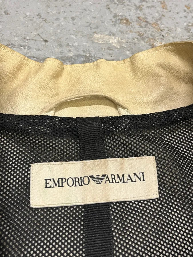 SS2005 Emporio Armani Contemporary Beige & Green Biker Jacket sSdZgWu 10