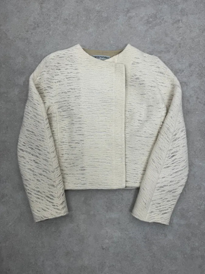 1990s Emporio Armani Creamy White Cropped Classy Jacket PZMkbGS 3