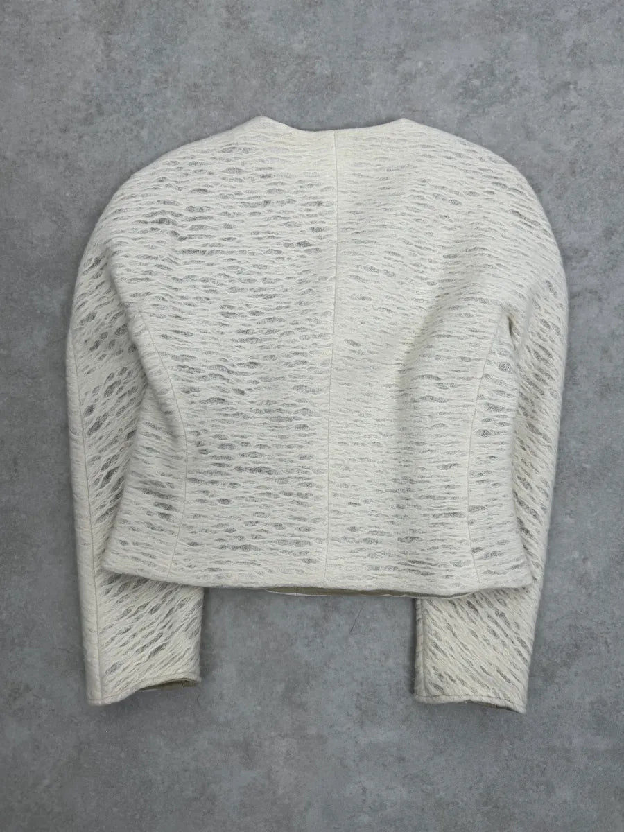 1990s Emporio Armani Creamy White Cropped Classy Jacket PZMkbGS 6