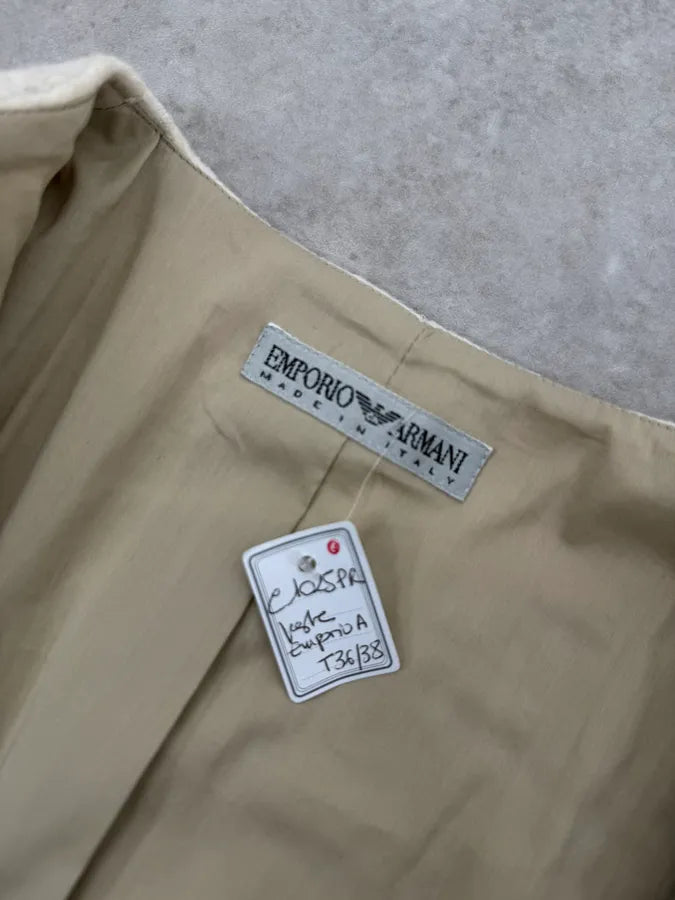 1990s Emporio Armani Creamy White Cropped Classy Jacket PZMkbGS 8