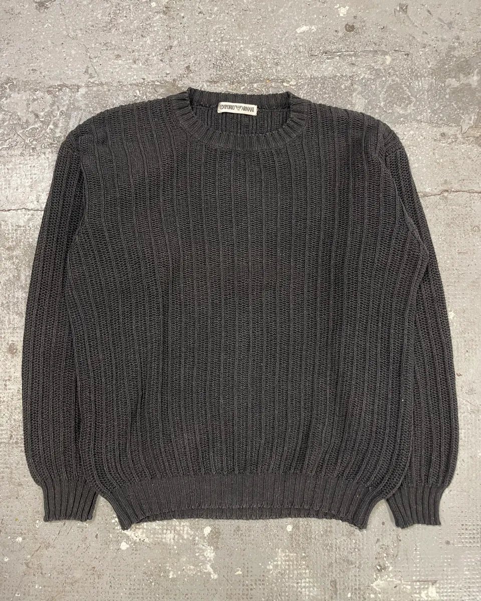 1990s Emporio Armani Dark Cotton Sweater (L) nrpfjfL 0