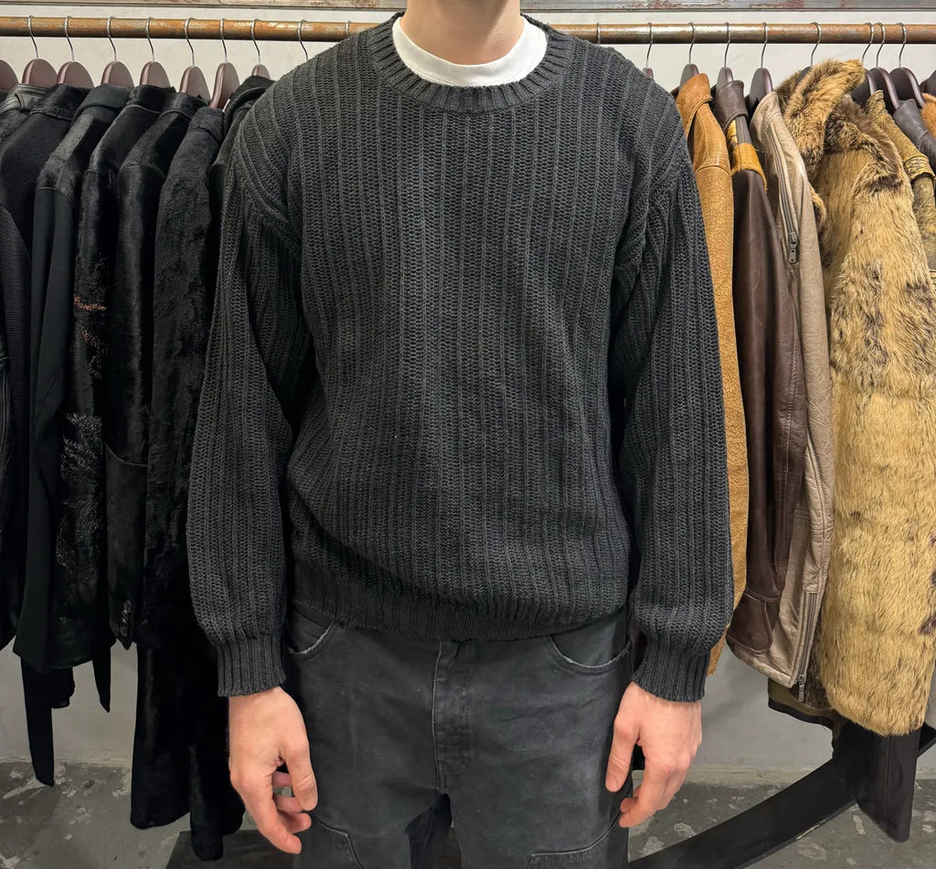 1990s Emporio Armani Dark Cotton Sweater (L) nrpfjfL 1