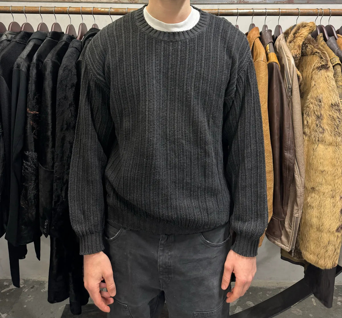 1990s Emporio Armani Dark Cotton Sweater (L) nrpfjfL 1