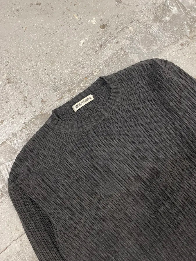 1990s Emporio Armani Dark Cotton Sweater (L) nrpfjfL 4