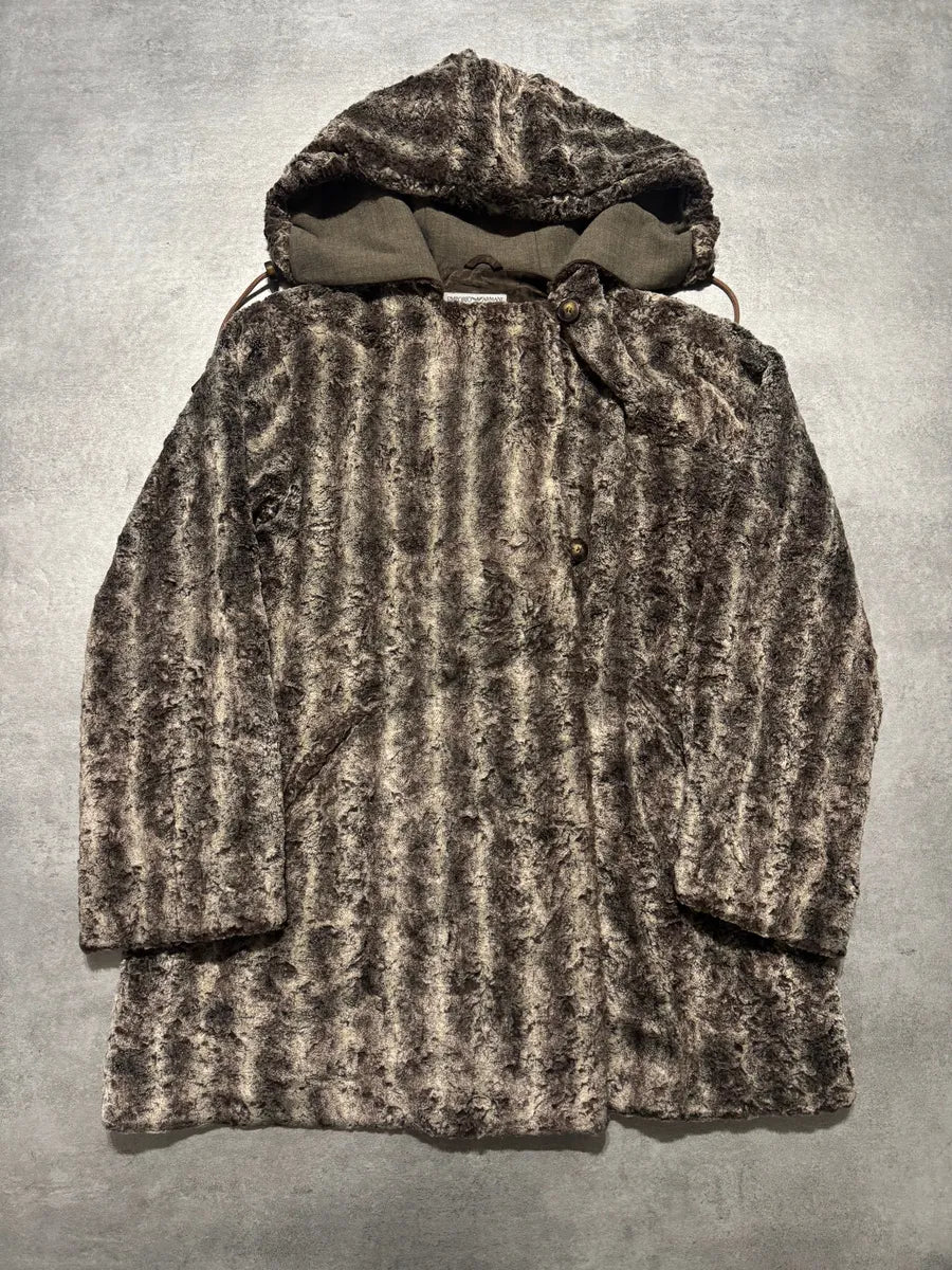 1990s Emporio Armani Furry Hooded Jacket (S) 0