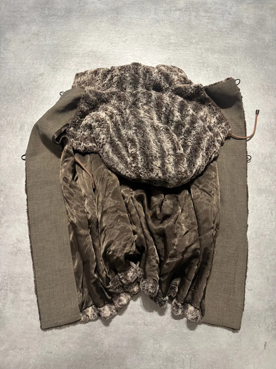 1990s Emporio Armani Furry Hooded Jacket (S) 3