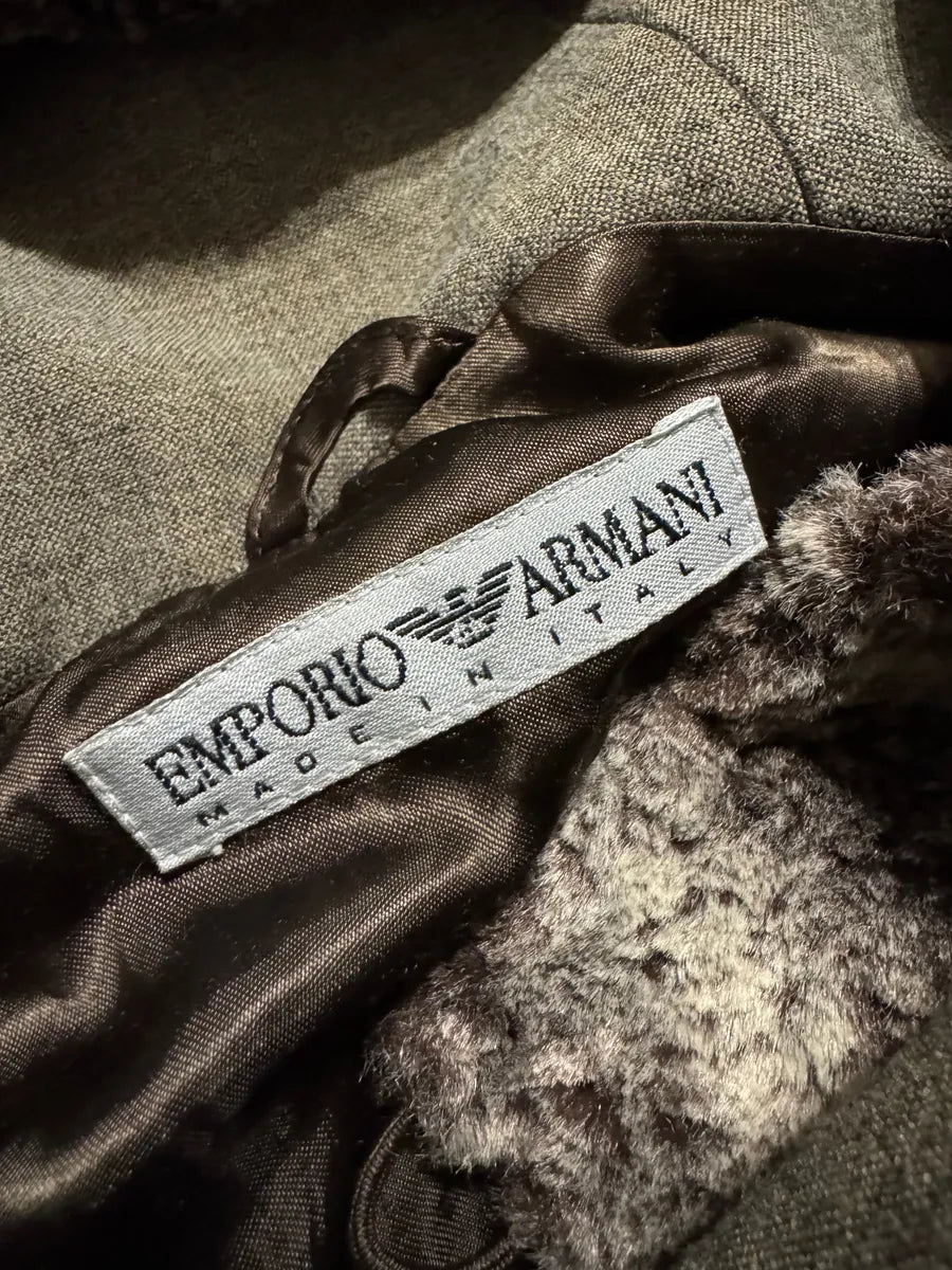 1990s Emporio Armani Furry Hooded Jacket (S) 7