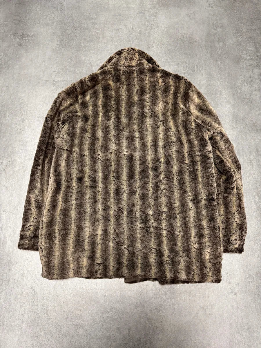 1990s Emporio Armani Beige Faux Fur Jacket HWrmEvJ 2