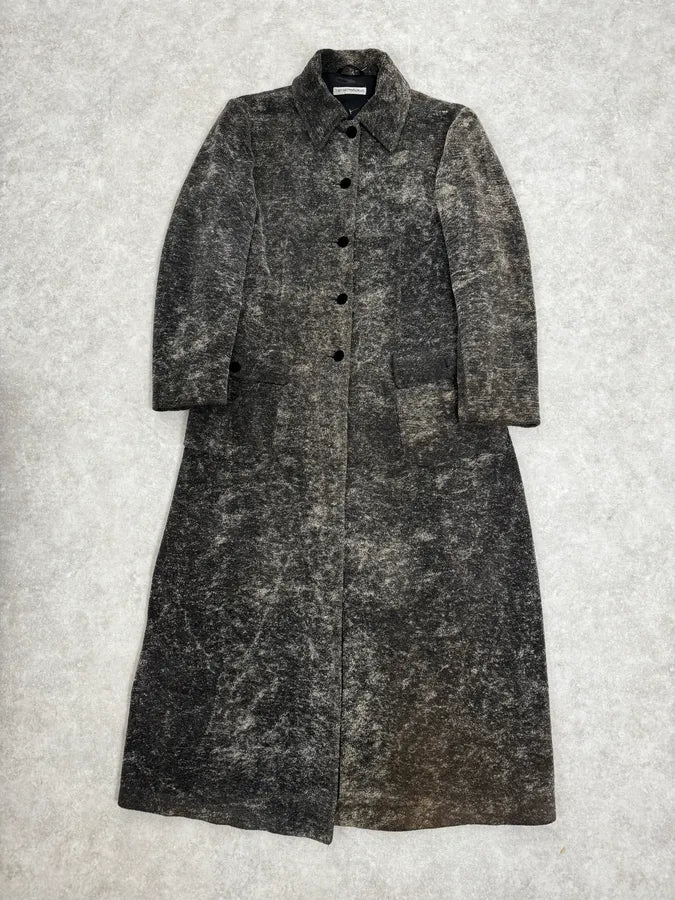 1990s Emporio Armani Grey Premium Long Wool Coat sTFDvbb 0