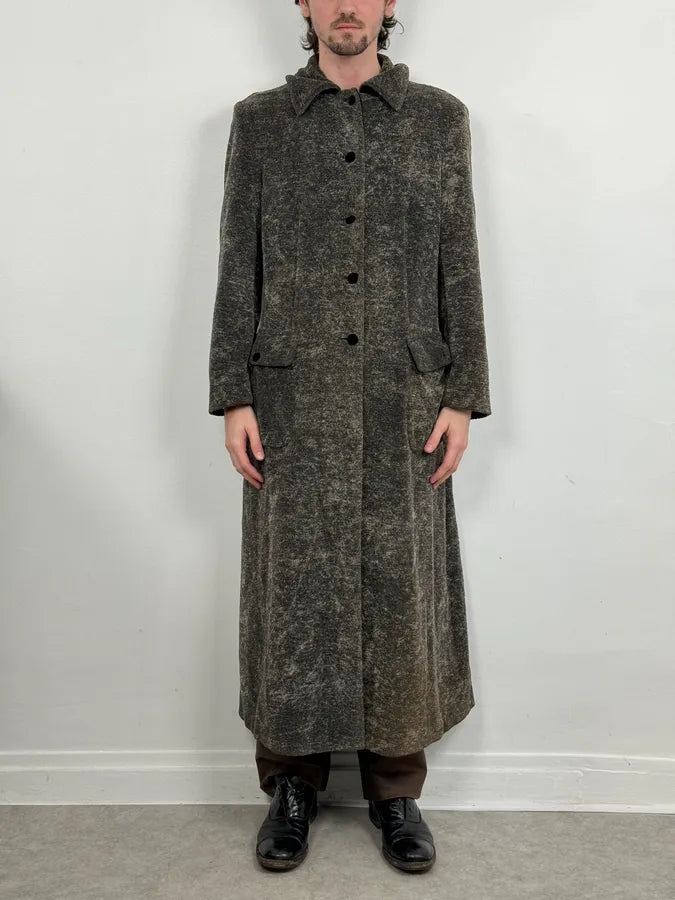 1990s Emporio Armani Grey Premium Long Wool Coat sTFDvbb 1