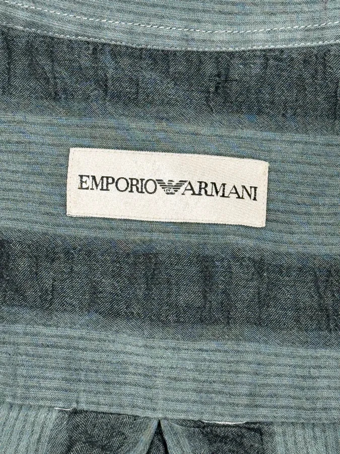 1990s Emporio Armani Grey Relief Striped Shirt pbcegjR 8