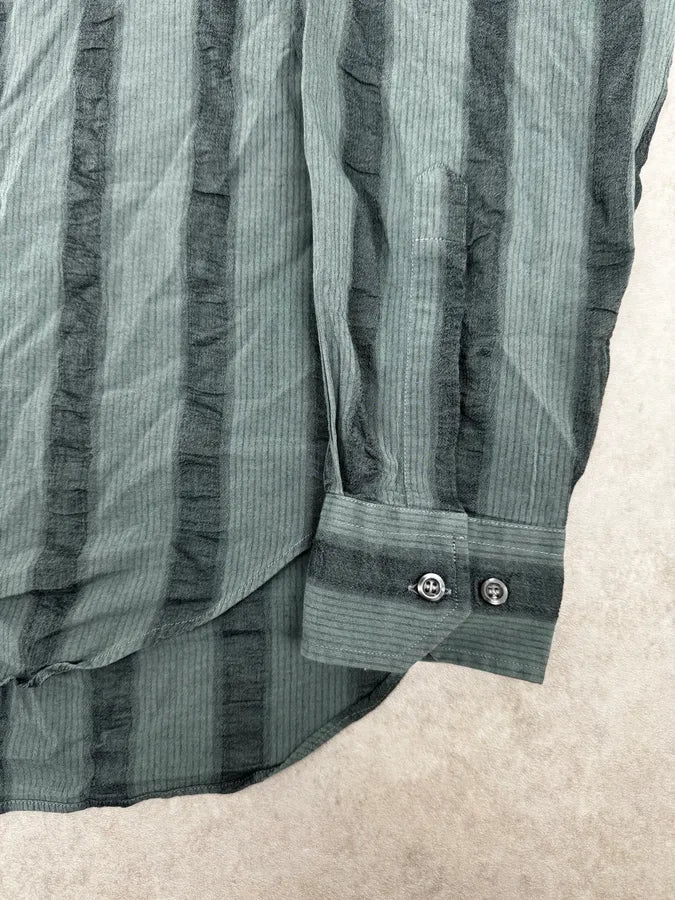1990s Emporio Armani Grey Relief Striped Shirt pbcegjR 7