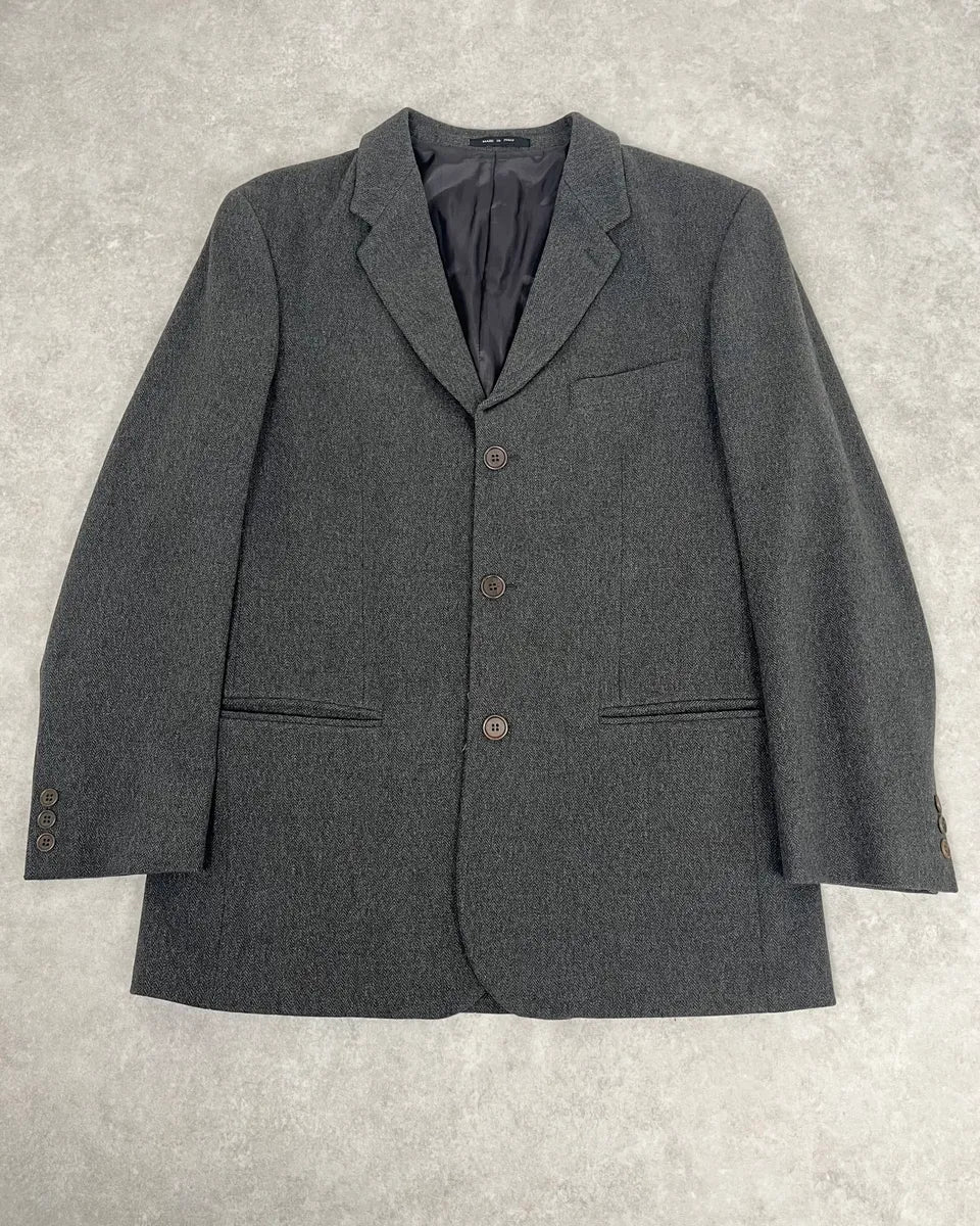 1990s Emporio Armani Grey Wool Classy Bazer Jacket LACROGe 0