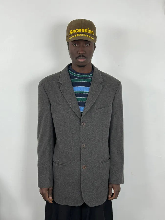 1990s Emporio Armani Grey Wool Classy Bazer Jacket saZJQwe 1