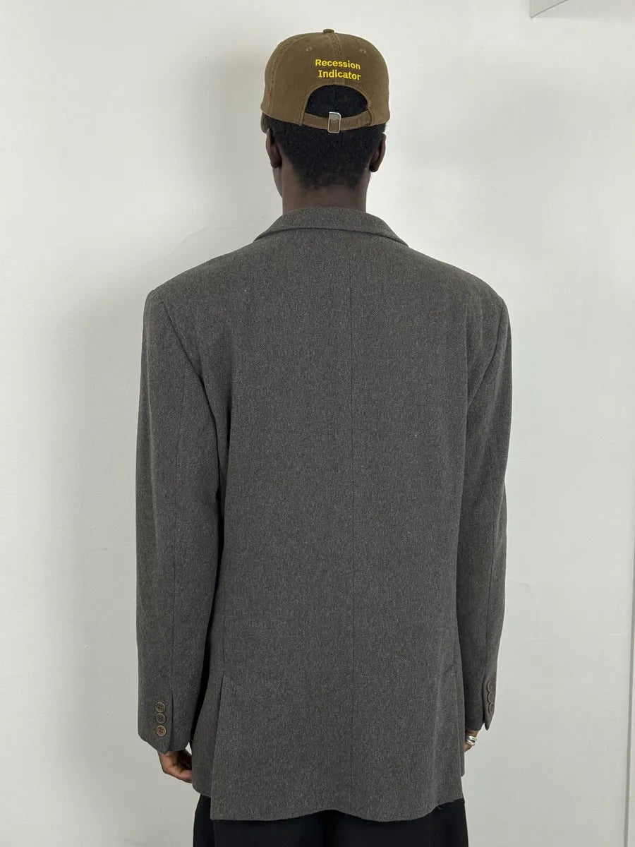 1990s Emporio Armani Grey Wool Classy Bazer Jacket saZJQwe 2