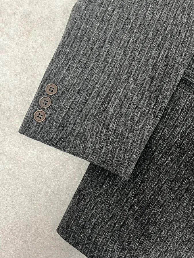 1990s Emporio Armani Grey Wool Classy Bazer Jacket saZJQwe 6