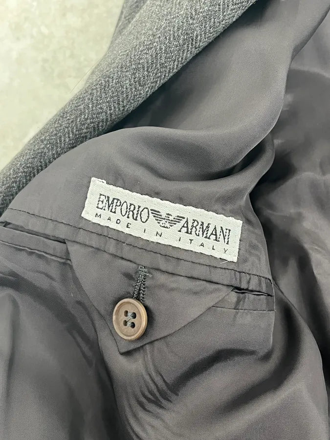 1990s Emporio Armani Grey Wool Classy Bazer Jacket saZJQwe 10