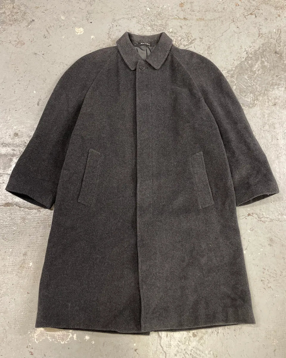 1990s Emporio Armani Grey Wool Trench Coat (L) 0