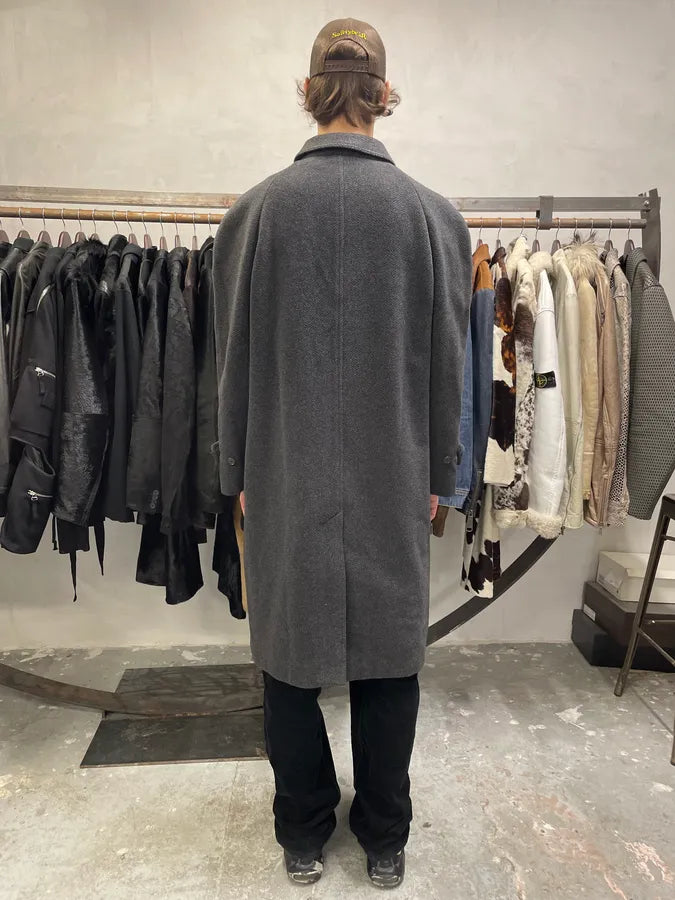 1990s Emporio Armani Grey Wool Trench Coat (L) 2