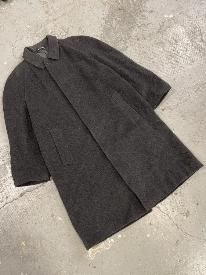 1990s Emporio Armani Grey Wool Trench Coat (L) 5