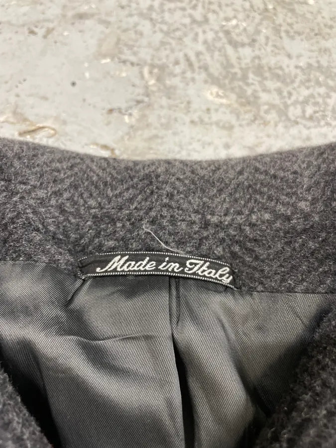 1990s Emporio Armani Grey Wool Trench Coat (L) 8