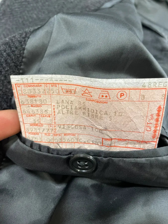 1990s Emporio Armani Grey Wool Trench Coat (L) 9