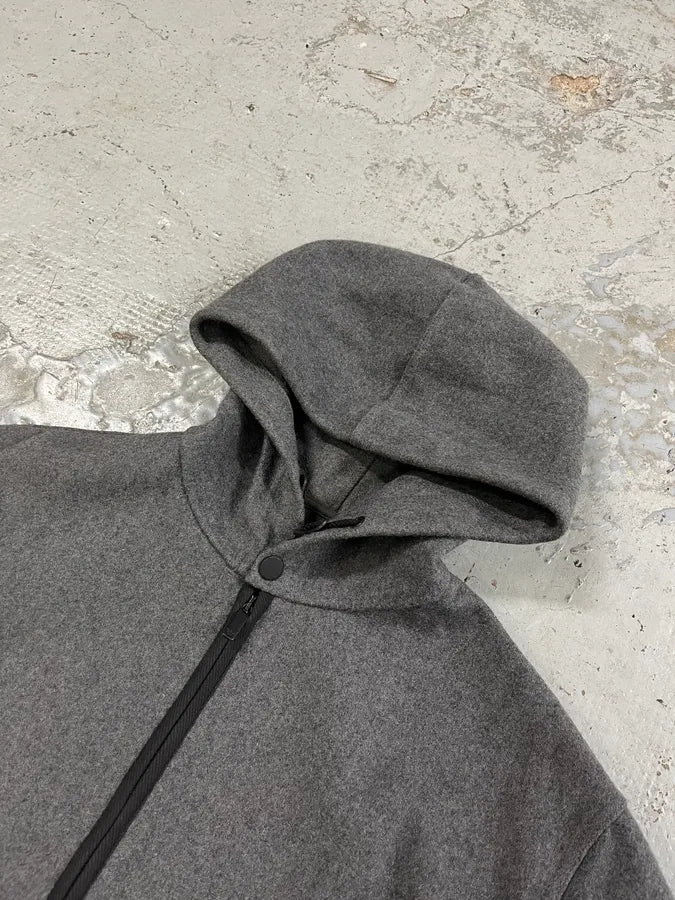 1990s Emporio Armani Grey Wool Zip-up Sweater lkSccuQ 4