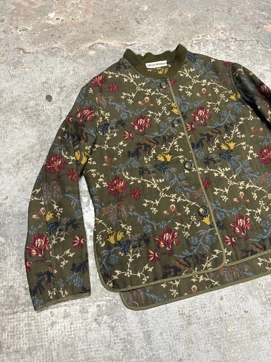 1990s Emporio Armani Kaki Floral Japanese Jacket (S/M) 3