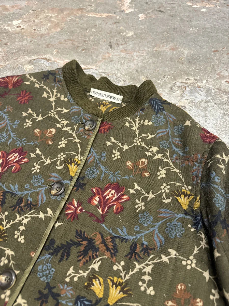 1990s Emporio Armani Kaki Floral Japanese Jacket (S/M) 4