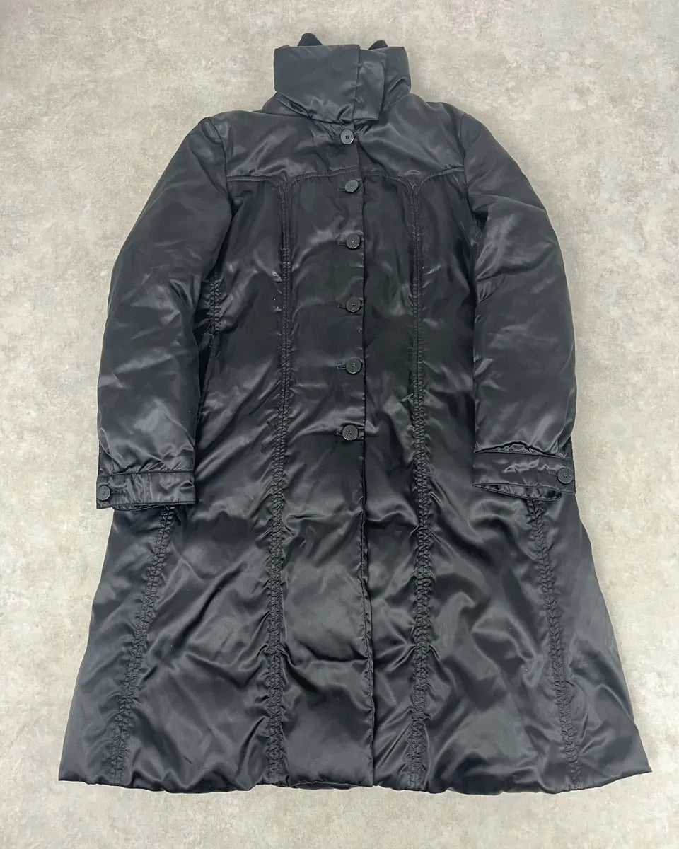 1990s Emporio Armani Long Black Puffer Jacket MffaLPr 0