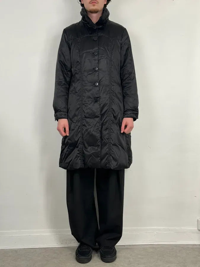 1990s Emporio Armani Long Black Puffer Jacket MffaLPr 1