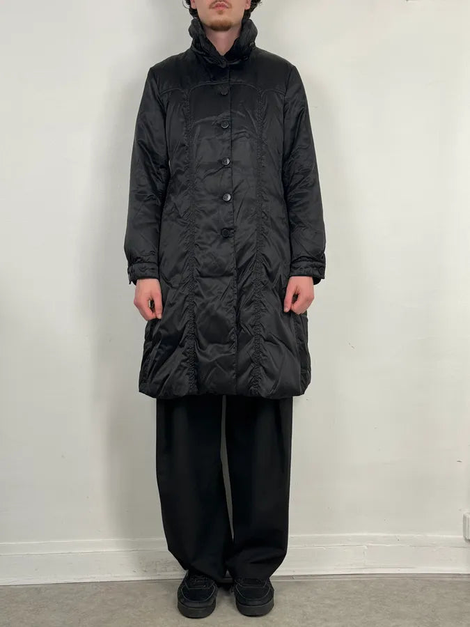 1990s Emporio Armani Long Black Puffer Jacket MffaLPr 1