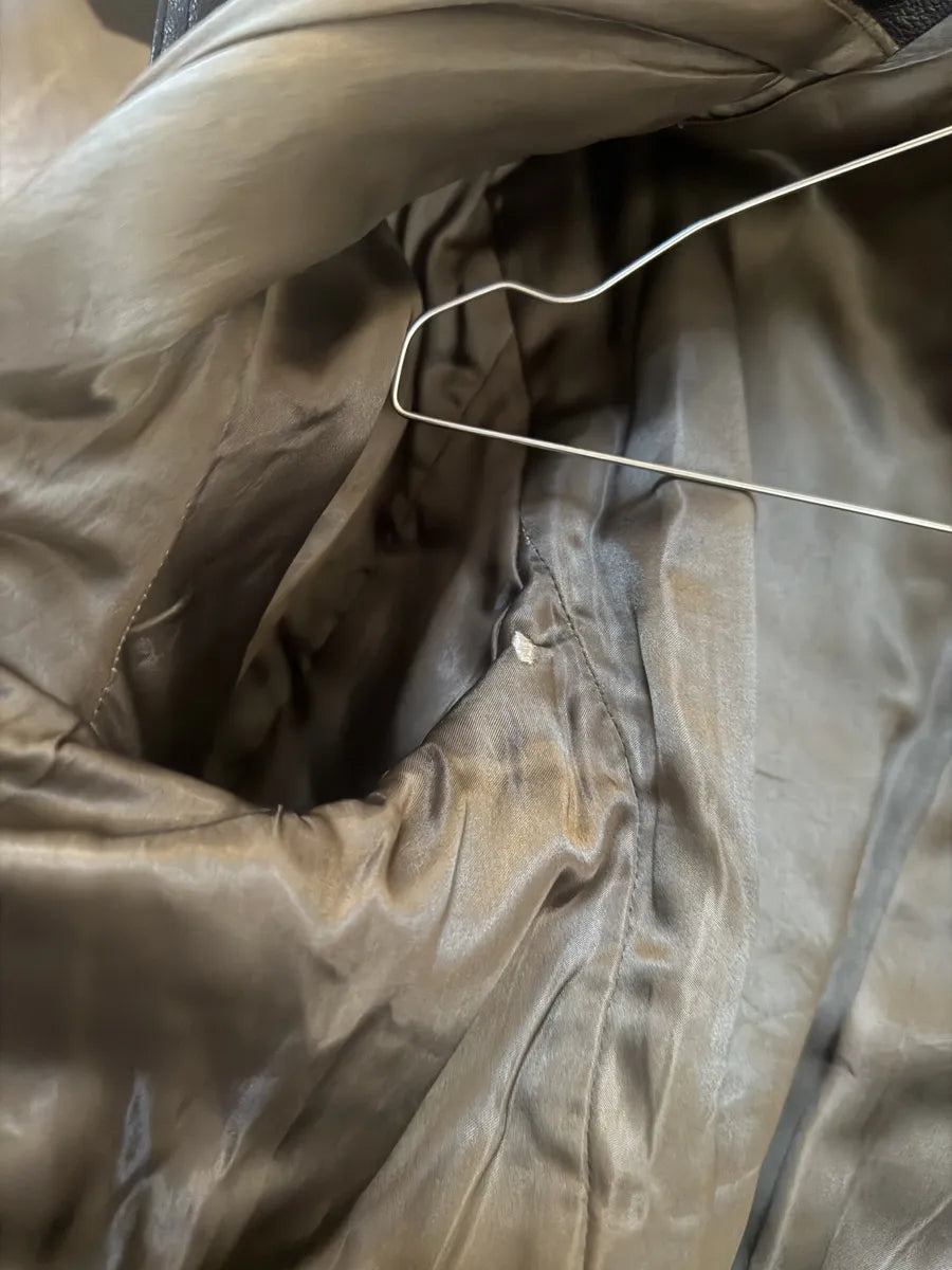 1990s Emporio Armani Mao Black Grain Leather Buttoned Jacket OvtXZLy 10